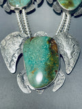 270 Grams Tutrle Native American Navajo Turquoise Sterling Silver Squahs Blossom Necklace-Nativo Arts