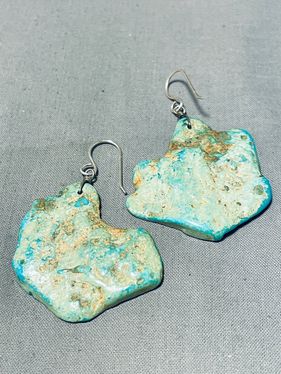 Colossal Vintage Native American Navajo Royston Turquoise Sterling Silver Earrings-Nativo Arts