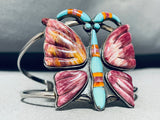 Native American Fab!! Huge Vintage Butterfly Sterling Silver Inlay Bracelet Cuff-Nativo Arts
