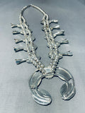 Dropdead Fab Vintage Native American Navajo Turquoise Sterlign Silver Squash Blossom Necklace-Nativo Arts