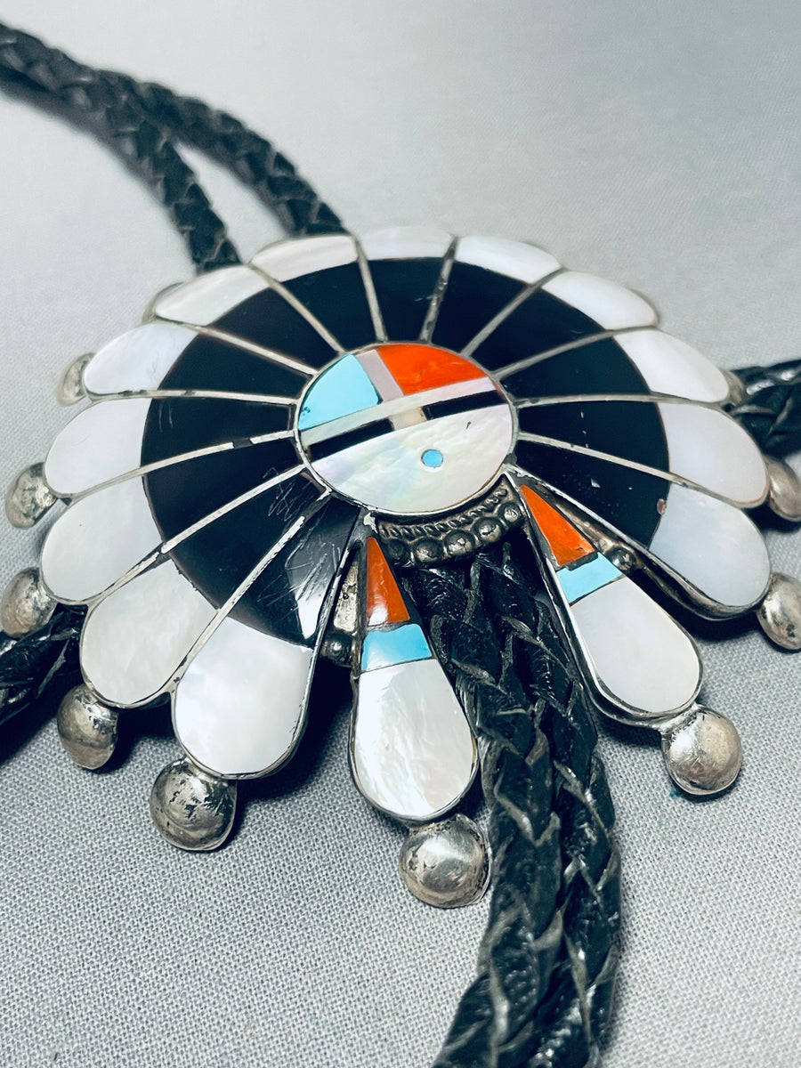 Hypnotic Vintage Native American Navajo Inlay Turquoise Mother Of