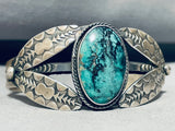 Robby Johnson!! Vintage Native American Navajo Leaf Flank Turquoise Sterling Silver Bracelet-Nativo Arts