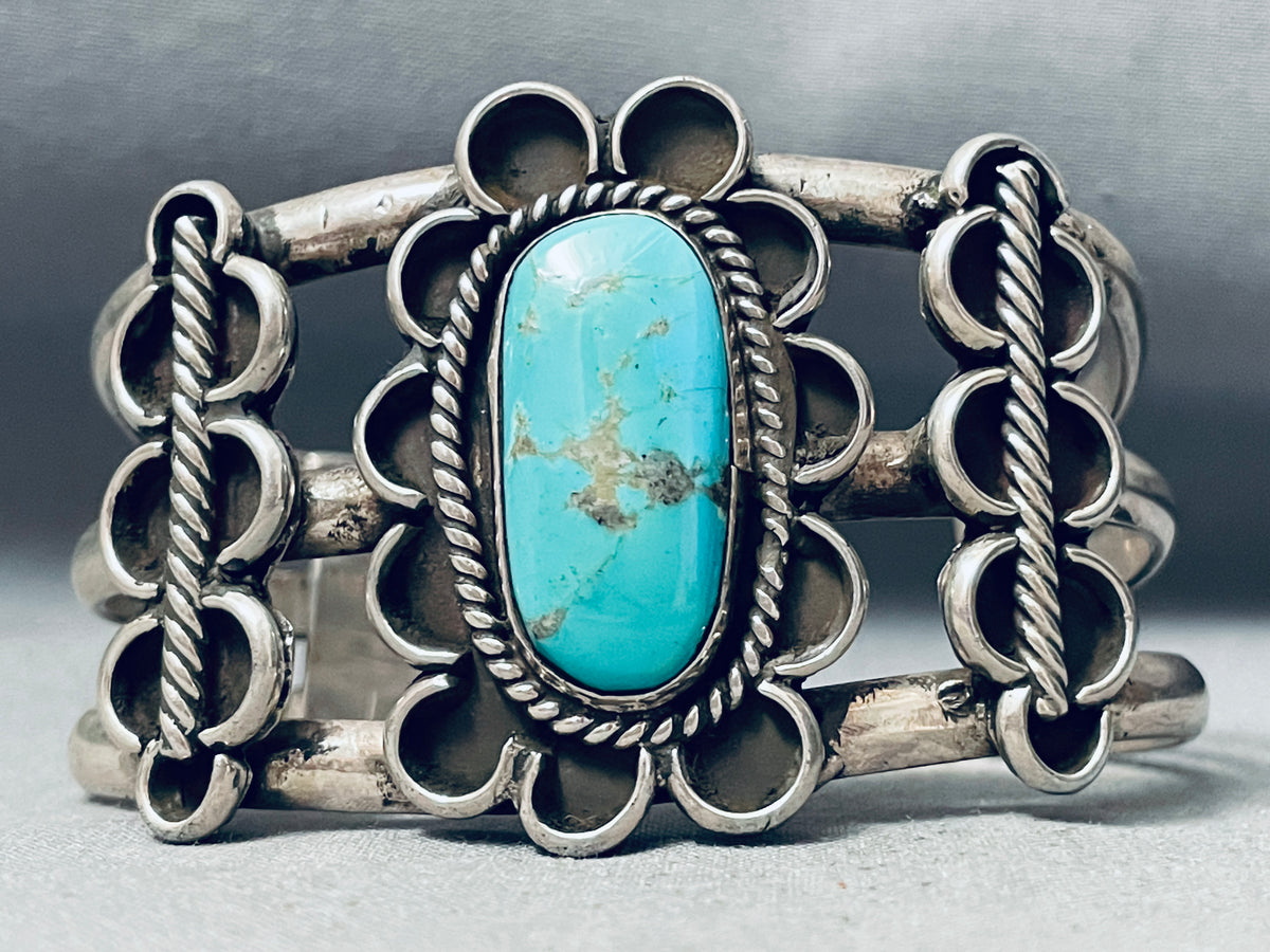 Heavy 67 Gram Vintage Native American Navajo Turquoise Sterling