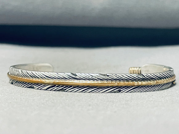 H. Mace Vintage Native American Navajo Sterling Silver Feather Bracelet