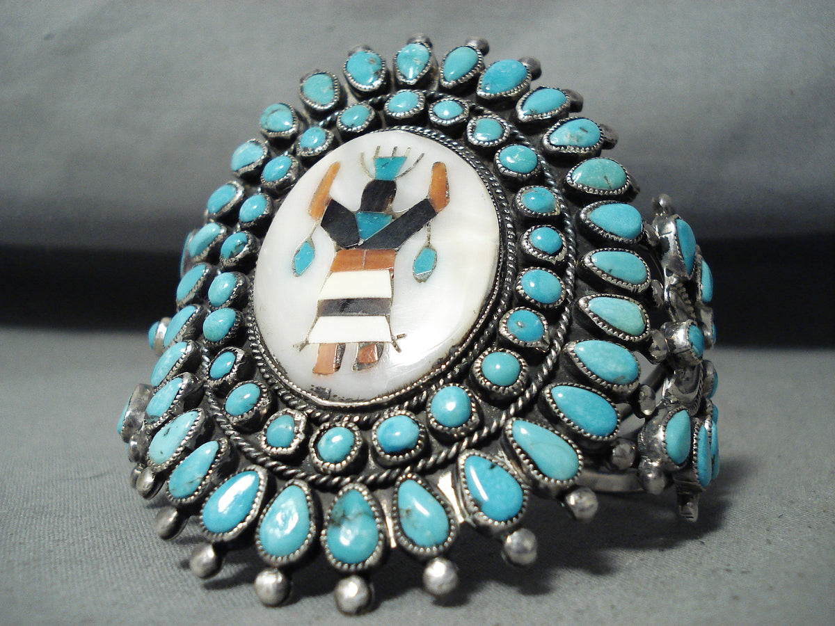 【希少】Navajo Victor Begayトリプルターコイズカフブレスレット Authentic Vintage Native American Navajo Victor Moses Begay