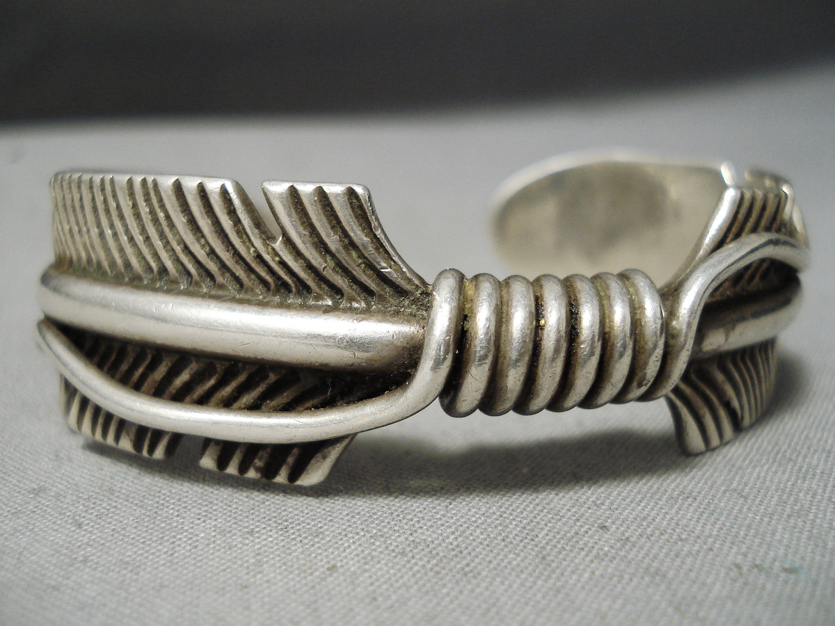 Heavy Detailed Vintage Native American Navajo Sterling Silver 
