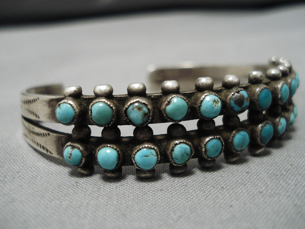 Amazing Vintage Native American Navajo Turquoise Sterling Silver Brace ...