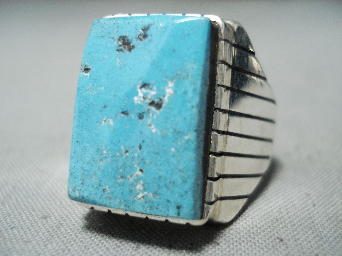 Incredible Native American Navajo Kingman Turquoise Sterling Silver Ri ...