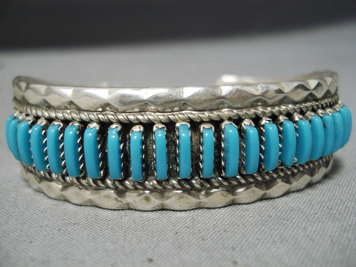 Striking Vintage Native American Navajo Turquoise Sterling Silver Brac ...