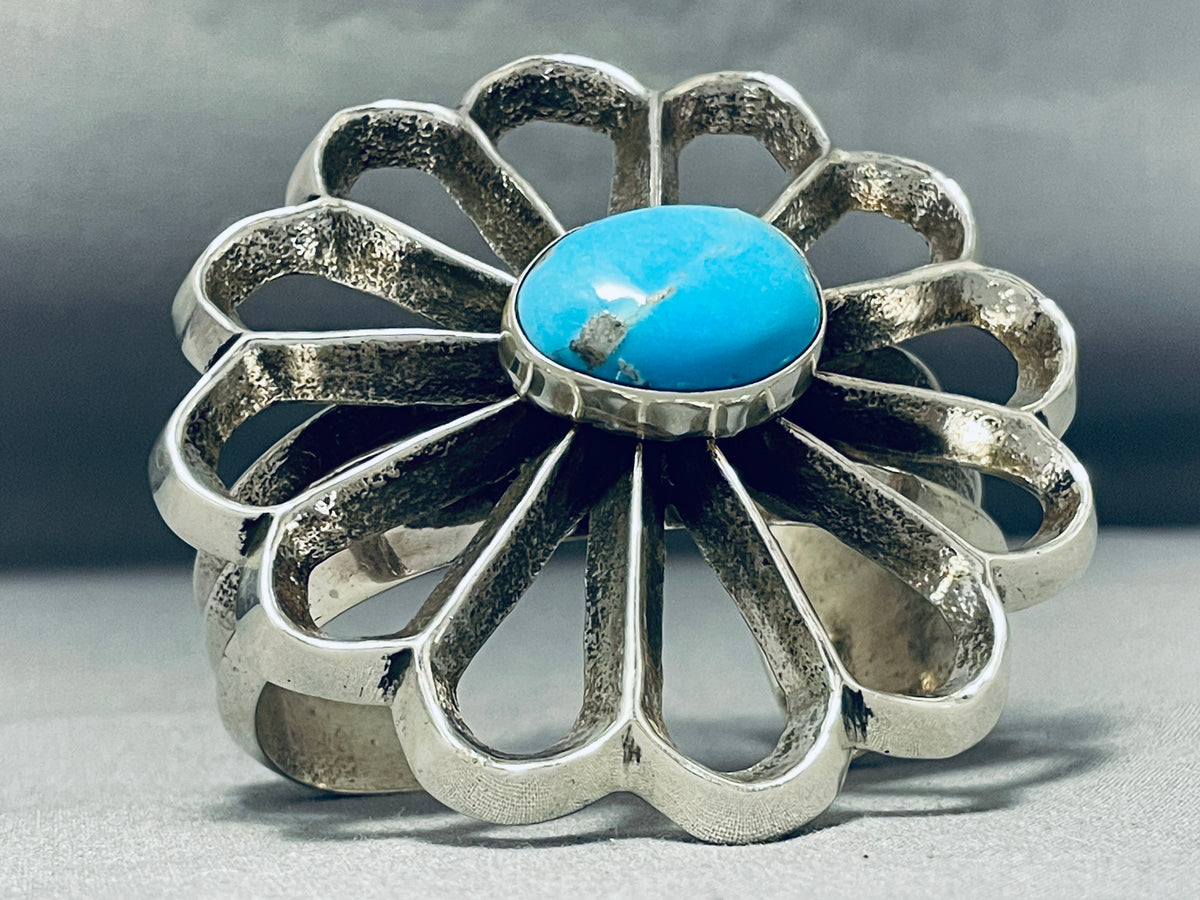 172 Grams Heavy Native American Navajo Turquoise Sterling Silver Brace ...