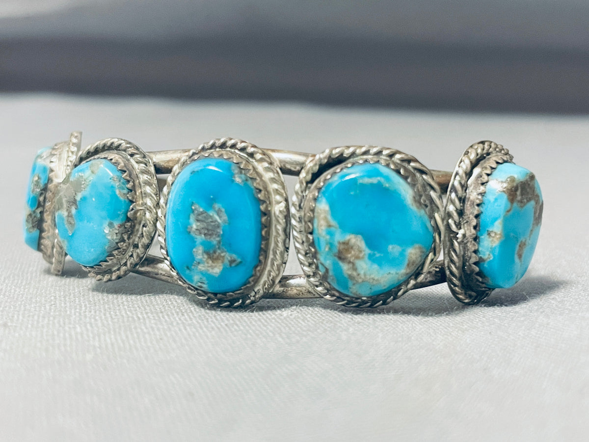 Best Vintage Native American Navajo Old Kingman Turquoise Sterling Sil ...