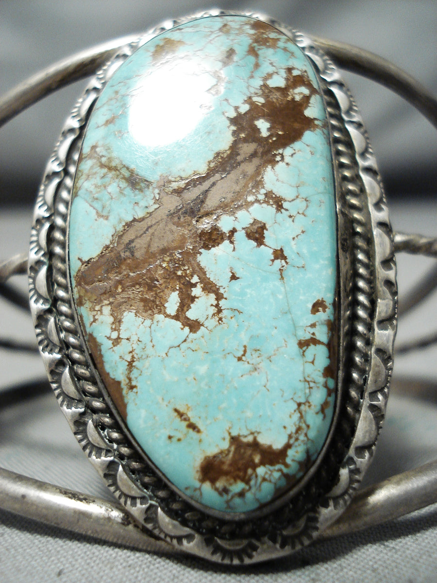 Huge Vintage Native American Navajo #8 Turquoise Sterling Silver Brace ...
