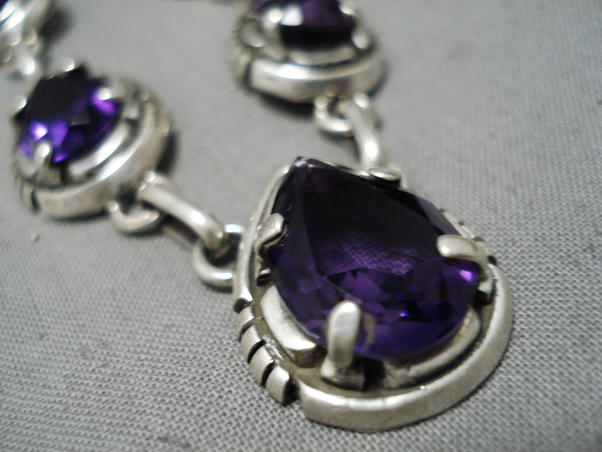 Vintage Sterling Silver Y Necklace Purple Amethyst - Yourgreatfinds