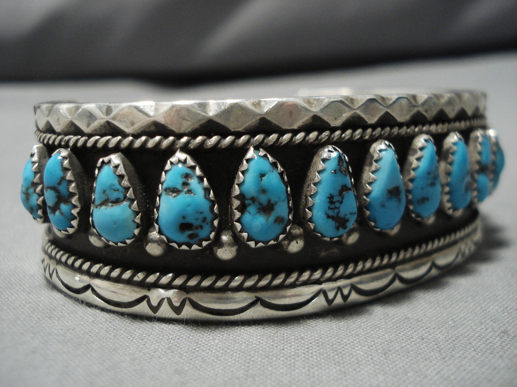 Amazing Vintage Navajo Turquoise Sterling Silver Native American Brace ...
