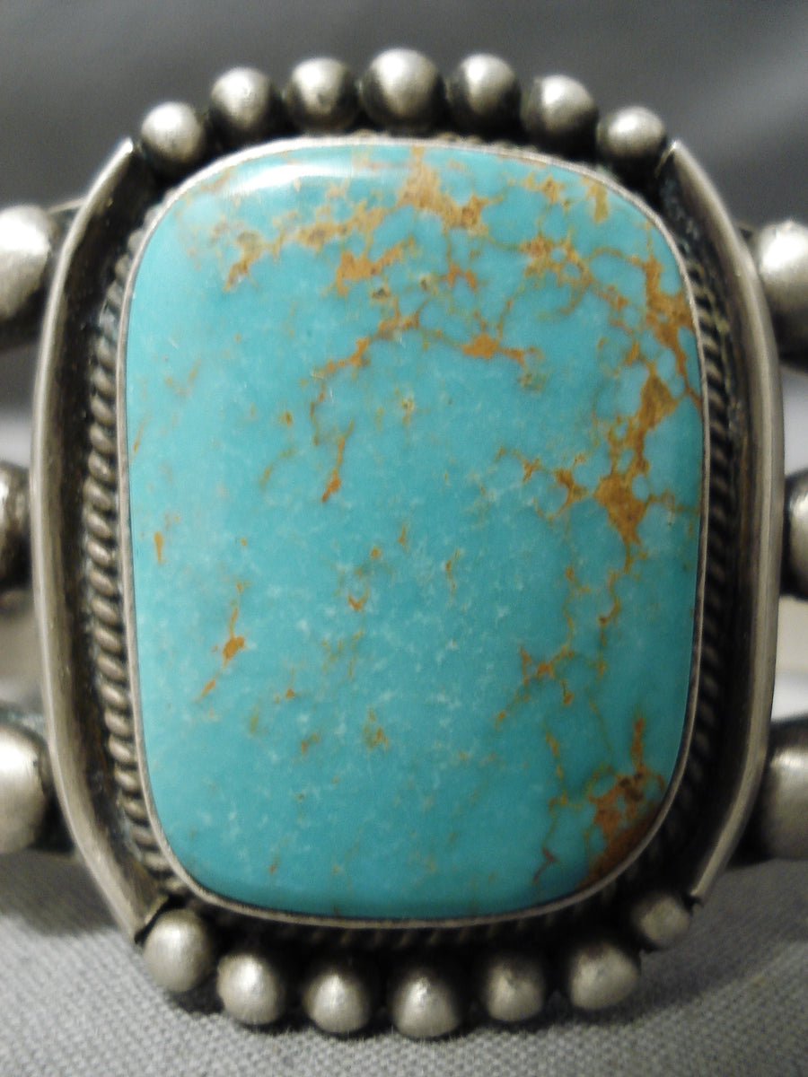 Important Vintage Native American Navajo Geneva Ramone Rare Turquoise  Sterling Silver Bracelet