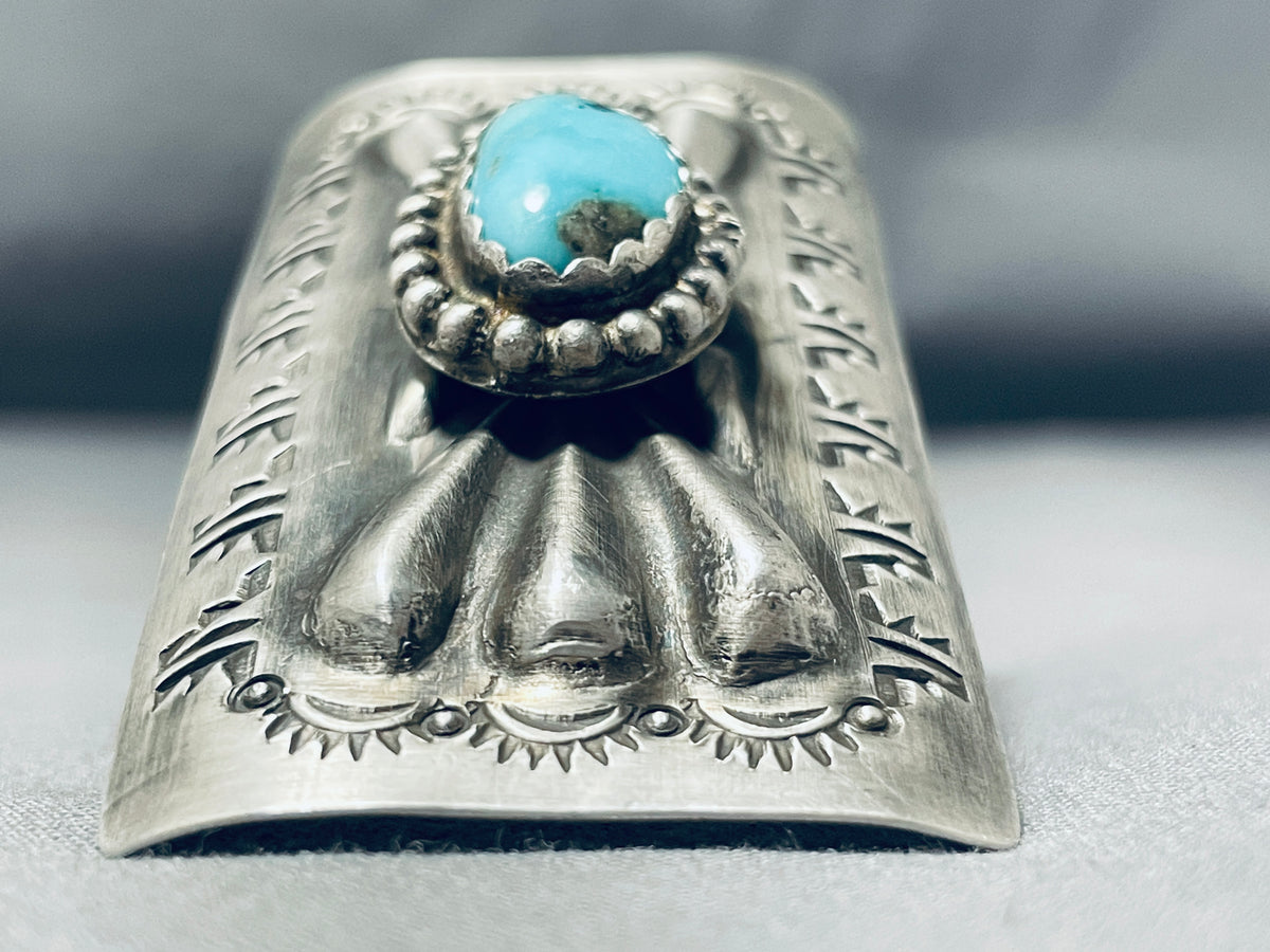 Astounding Native American Navajo Old Kingman Turquoise Sterling Silve ...