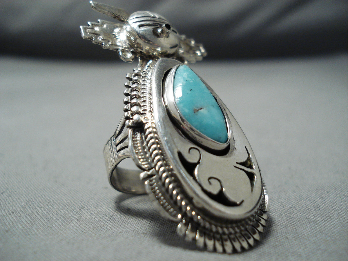 Fabulous Navajo Kingman Turquoise Sterling Silver Ring Native American ...
