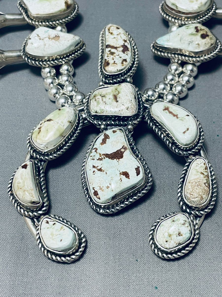 Dry Creek Turquoise Native American Navajo Sterling Silver Squash