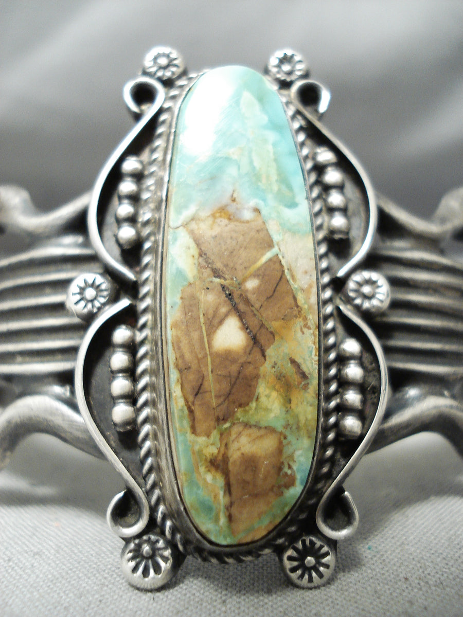 Thick Heavy Vintage Native American Navajo Royston Turquoise Sterling ...