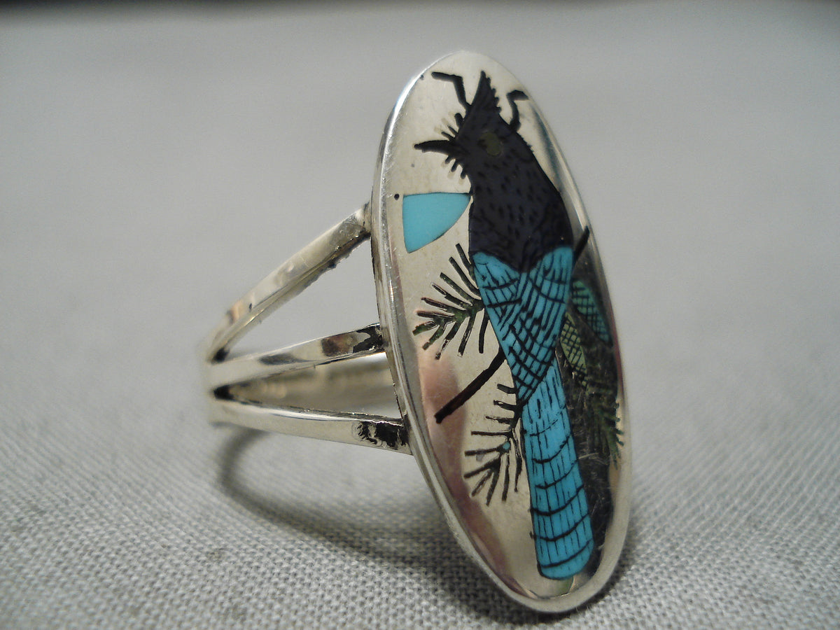 アクセサリー Harlan Coonsis zuni indian jewelry Native American Important Harlan Coonsis Bluejay Turquoise