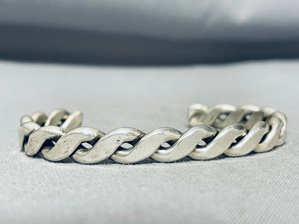 Thick Twist Hand Woven Vintage Native American Navajo Sterling