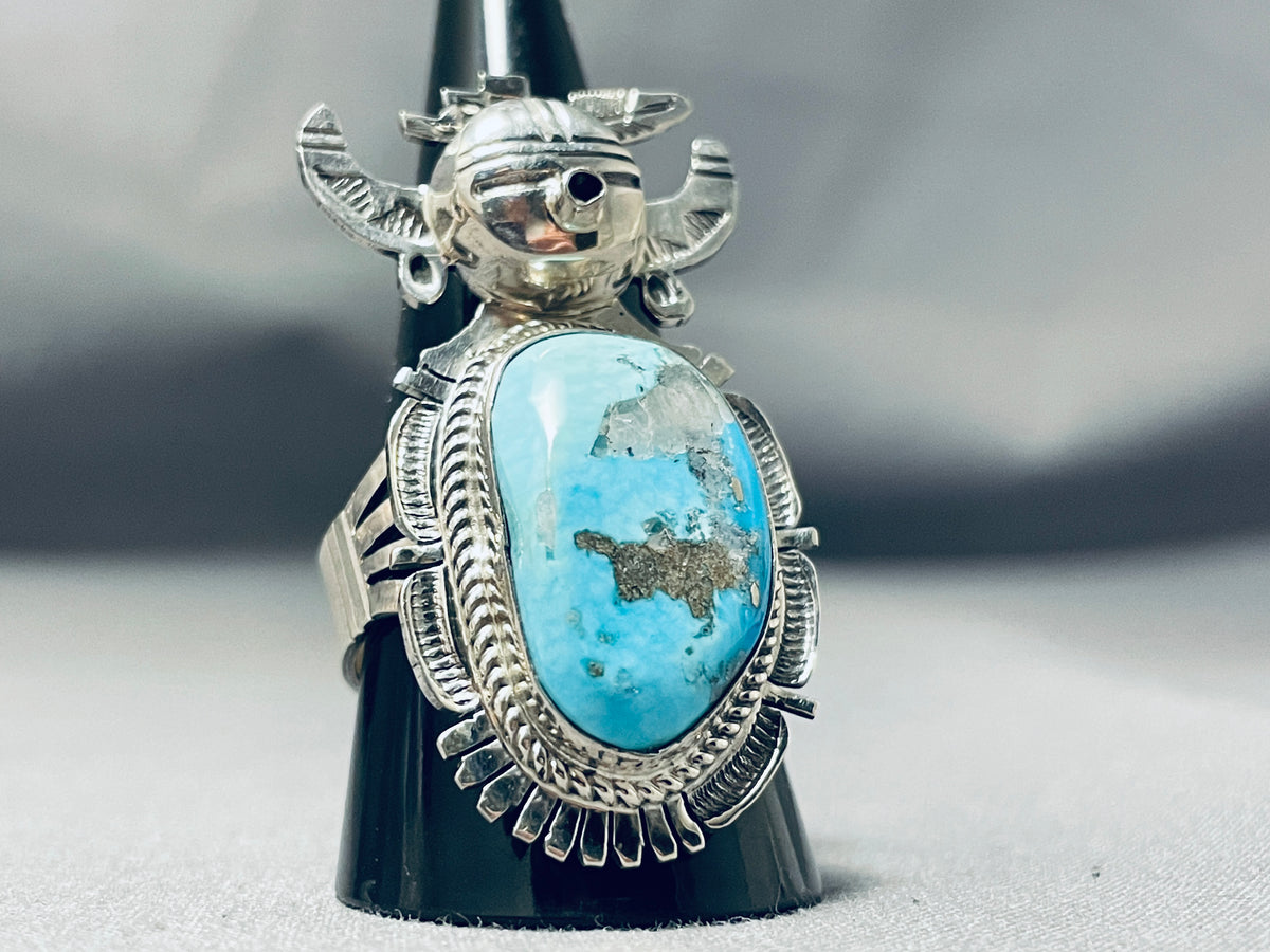 Fabulous Native American Navajo Kingman Turquoise Sterling Silver Kach ...