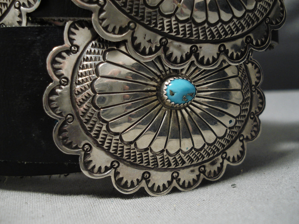 Important Vintage Native American Navajo Turquoise Sterling Silver Bla ...
