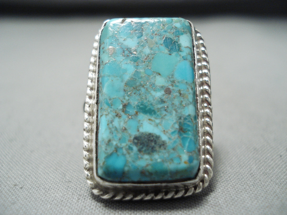 Gigantic Signed Native American Navajo Turquoise Sterling Silver Ring ...