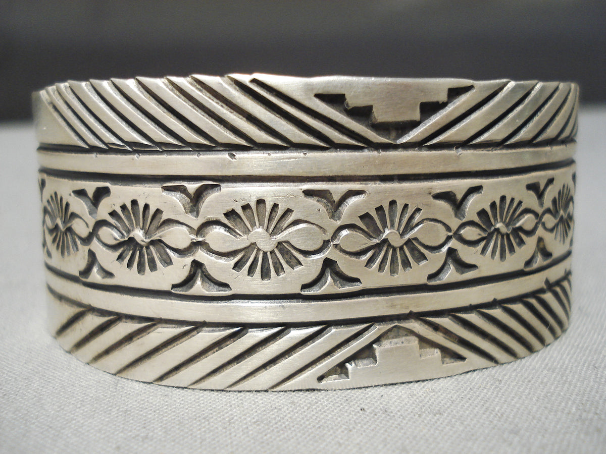 Amazing Vintage Navajo Sterling Silver Huge Bracelet Native American ...