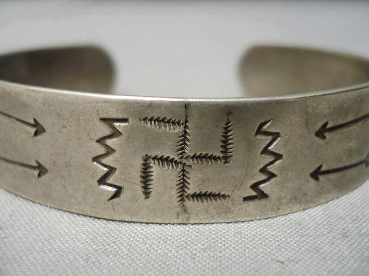 Early 1900's Vintage Native American Navajo Whirling Logs Sterling