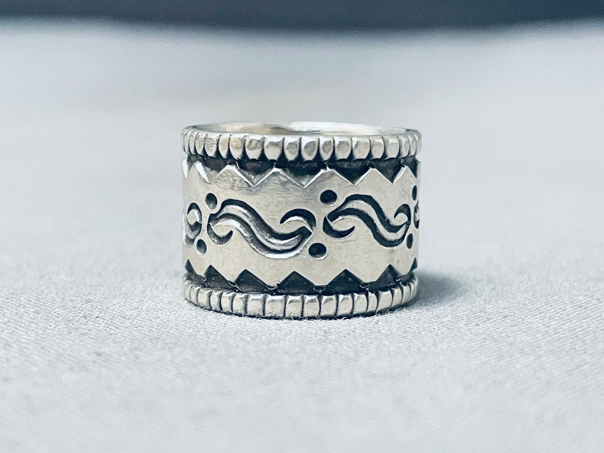 Spectacular Vintage Native American Navajo Sterling Silver Ring Signed  Calvin Martinez