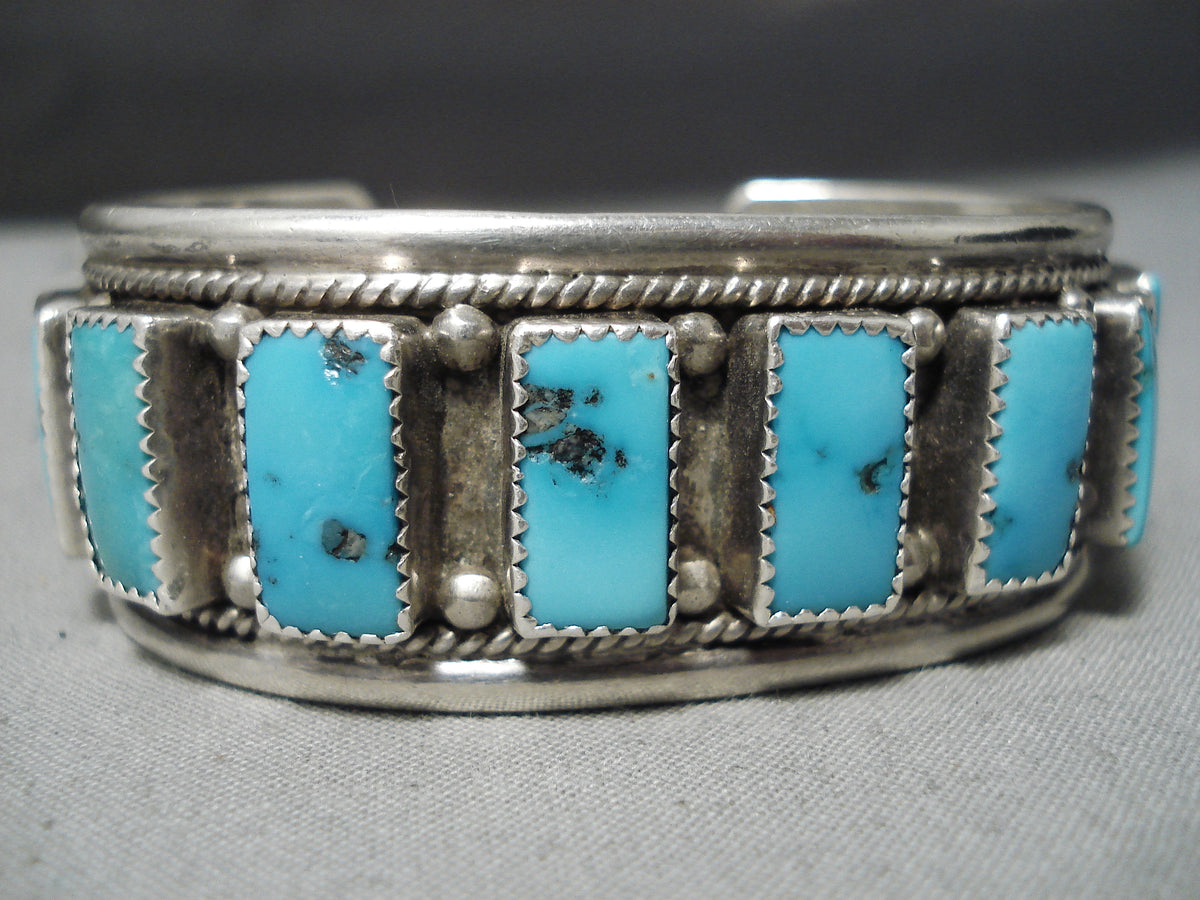 Superior Vintage Native American Navajo Turquoise Sterling Silver Brac ...