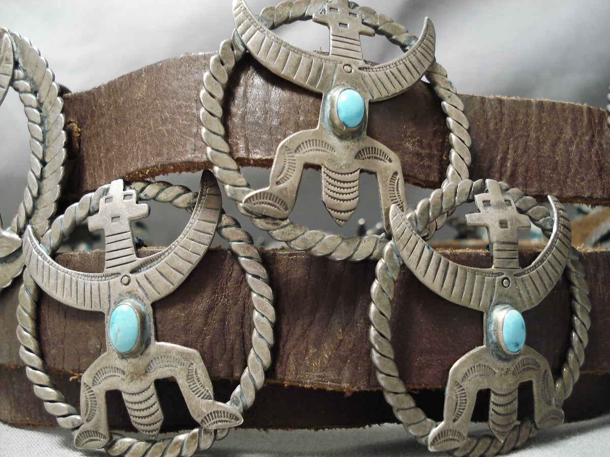 VINTAGE thunderbird silver waist belt s Huge Solid Silver / Bronze Embellished Thunderbird Belt  main image 2