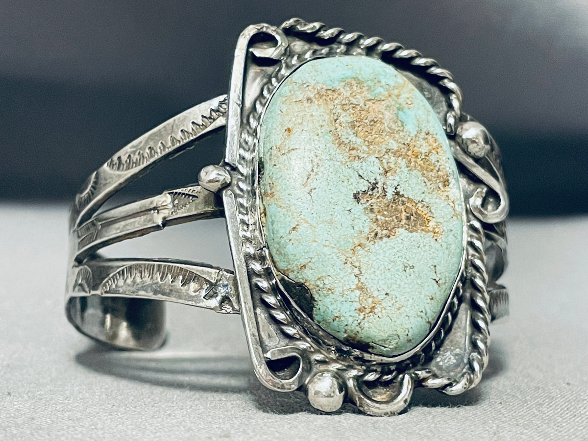 Early Vintage Native American Navajo #8 Turquoise Sterling Silver Brac ...