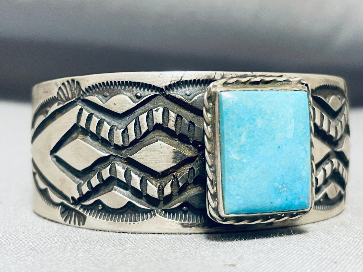92 Grams Vintage Native American Navajo Sterling Silver Turquoise Brac ...