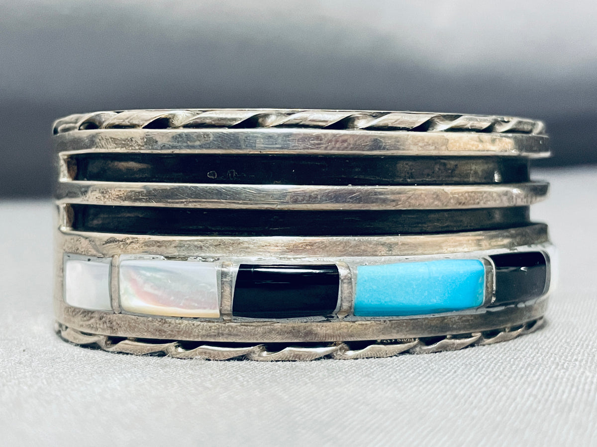 Heavy Vintage Native American Navajo Turquoise Sterling Silver Bracele ...