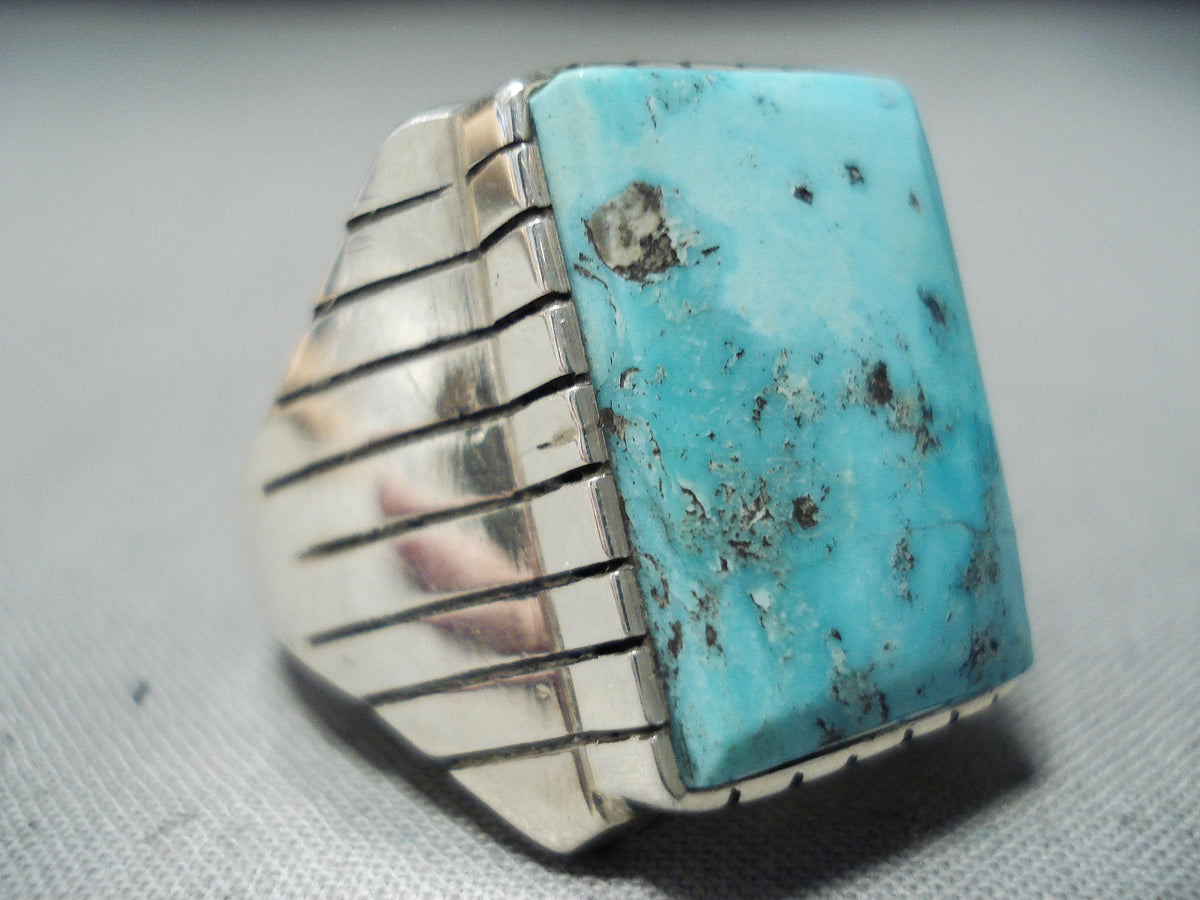 Marvelous Native American Navajo Kingman Turquoise Sterling Silver Rin ...