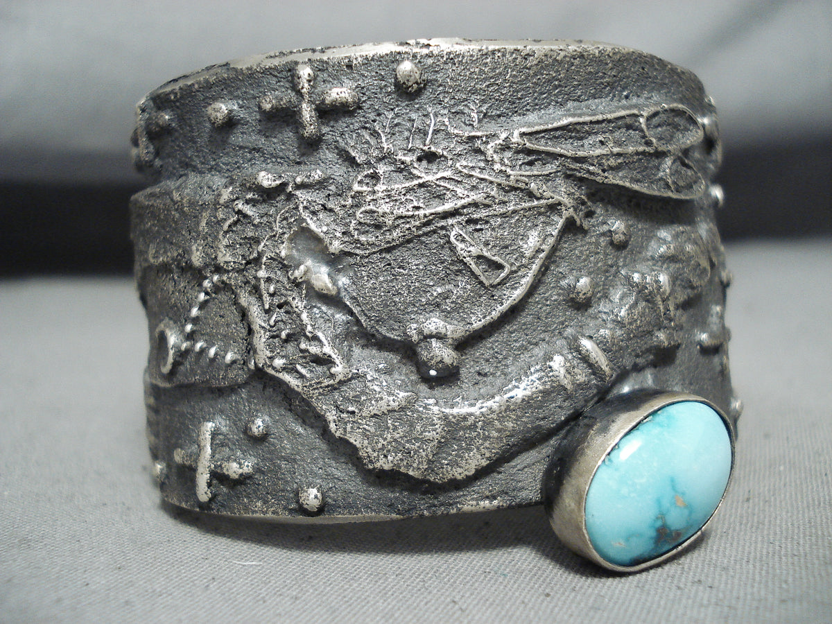 188 Gram Native American Navajo Kingman Turquoise Sterling Silver Kach ...