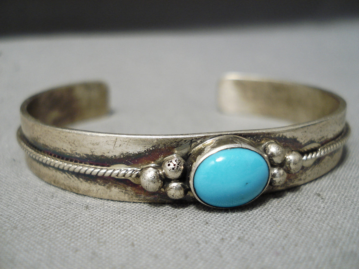 Amazing Vintage Native American Navajo Turquoise Sterling Silver Brace ...