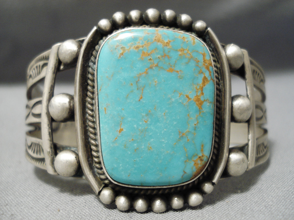 Important Vintage Native American Navajo Geneva Ramone Rare Turquoise  Sterling Silver Bracelet