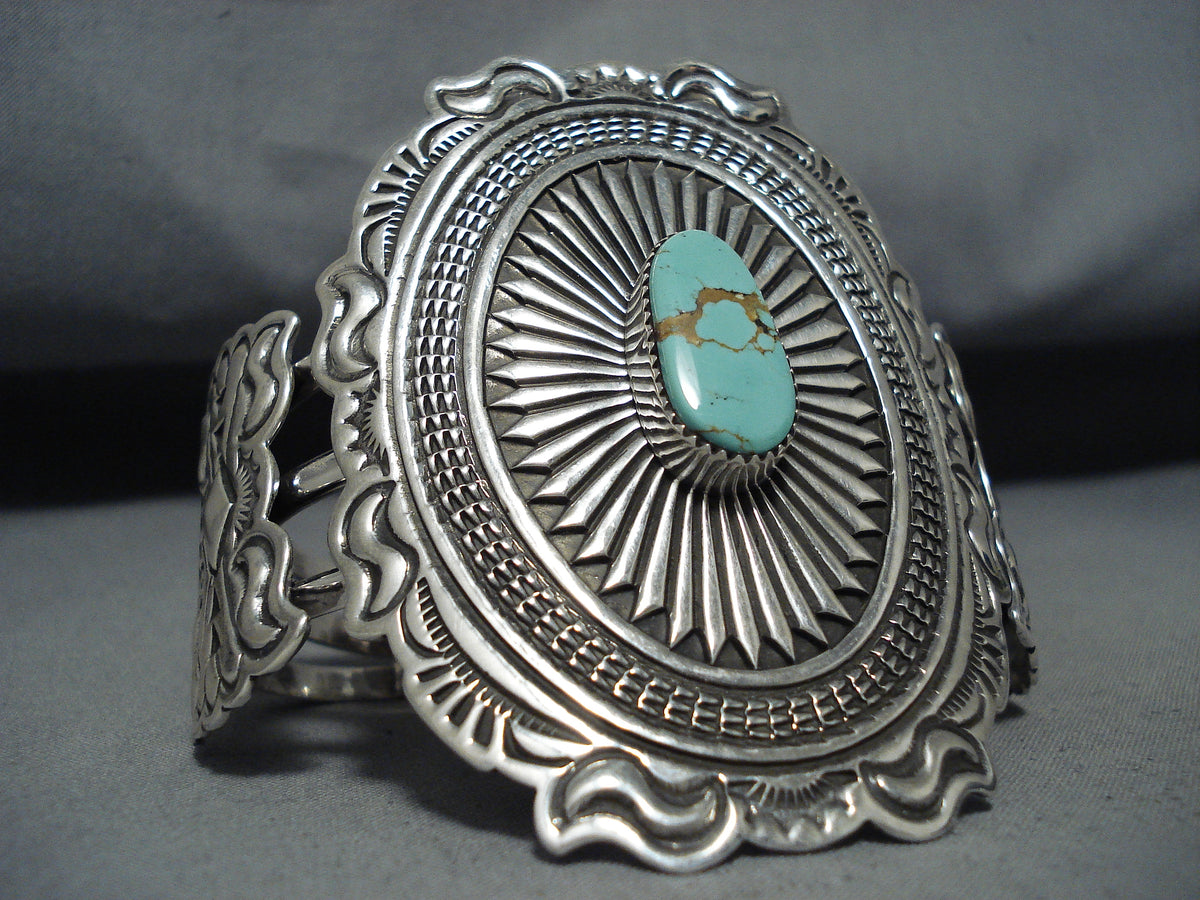 Amazing Native American Navajo 8 Turquoise Sterling Silver Huge Bracel ...