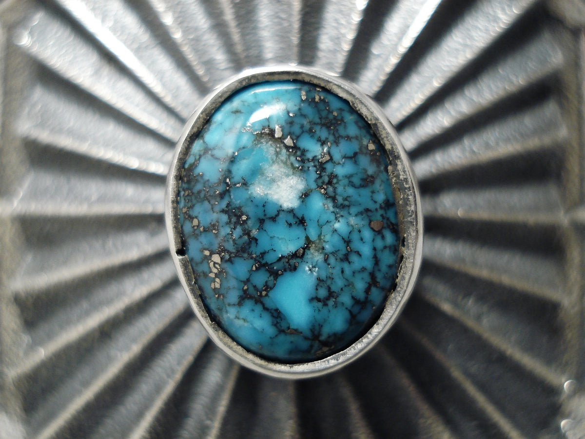 Heavy 109 Grams Native American Navajo Turquoise Sterling Silver Sunbu ...
