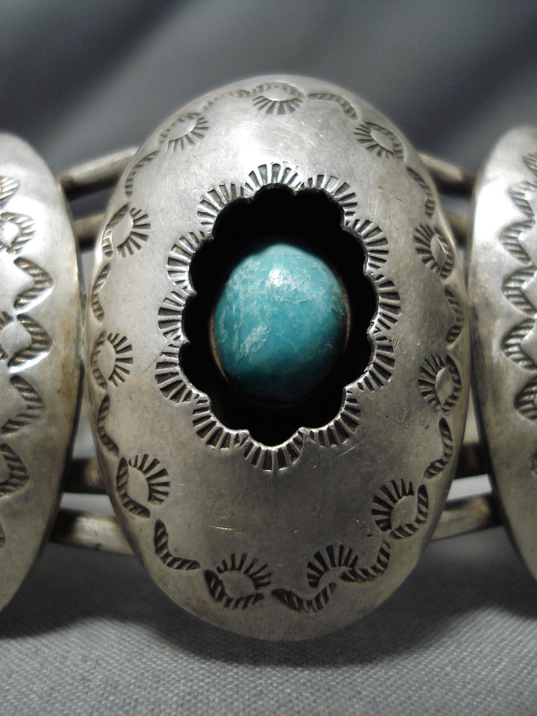 Amazing Vintage Navajo Turquoise Sterling Silver Native American Brace ...