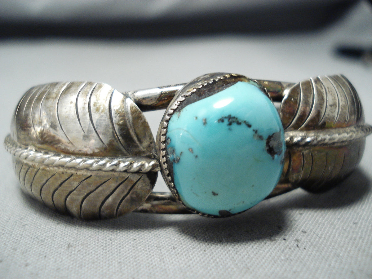 Custom Vintage Native American Navajo Turquoise Sterling Silver Bracel ...