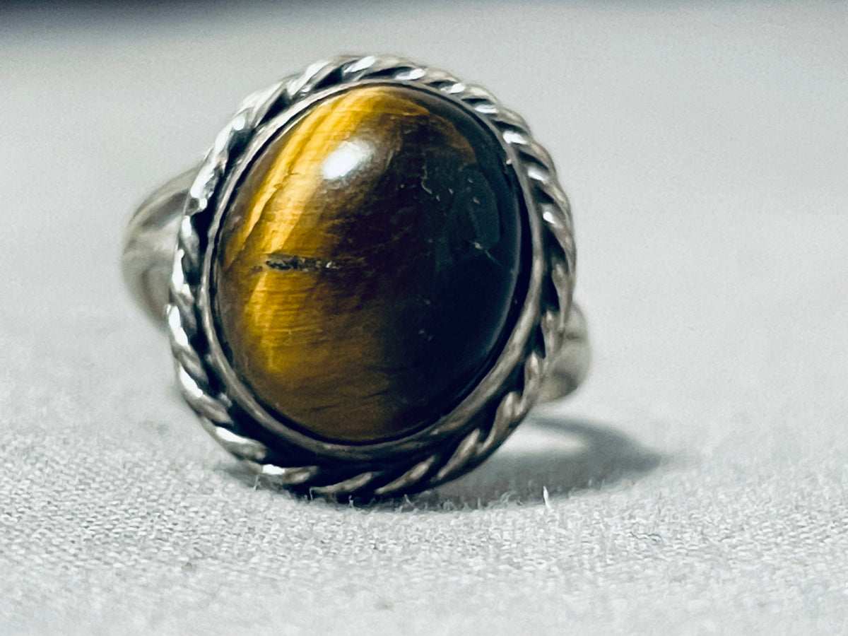 Exquisite Vintage Native American Navajo Tiger's Eye Sterling Silver Ring