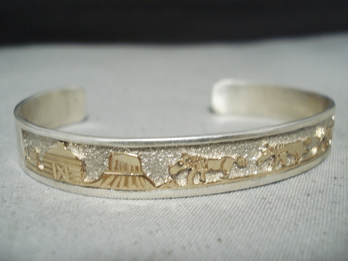 Important Vintage Native American Navajo Sterling Silver 12k Gold