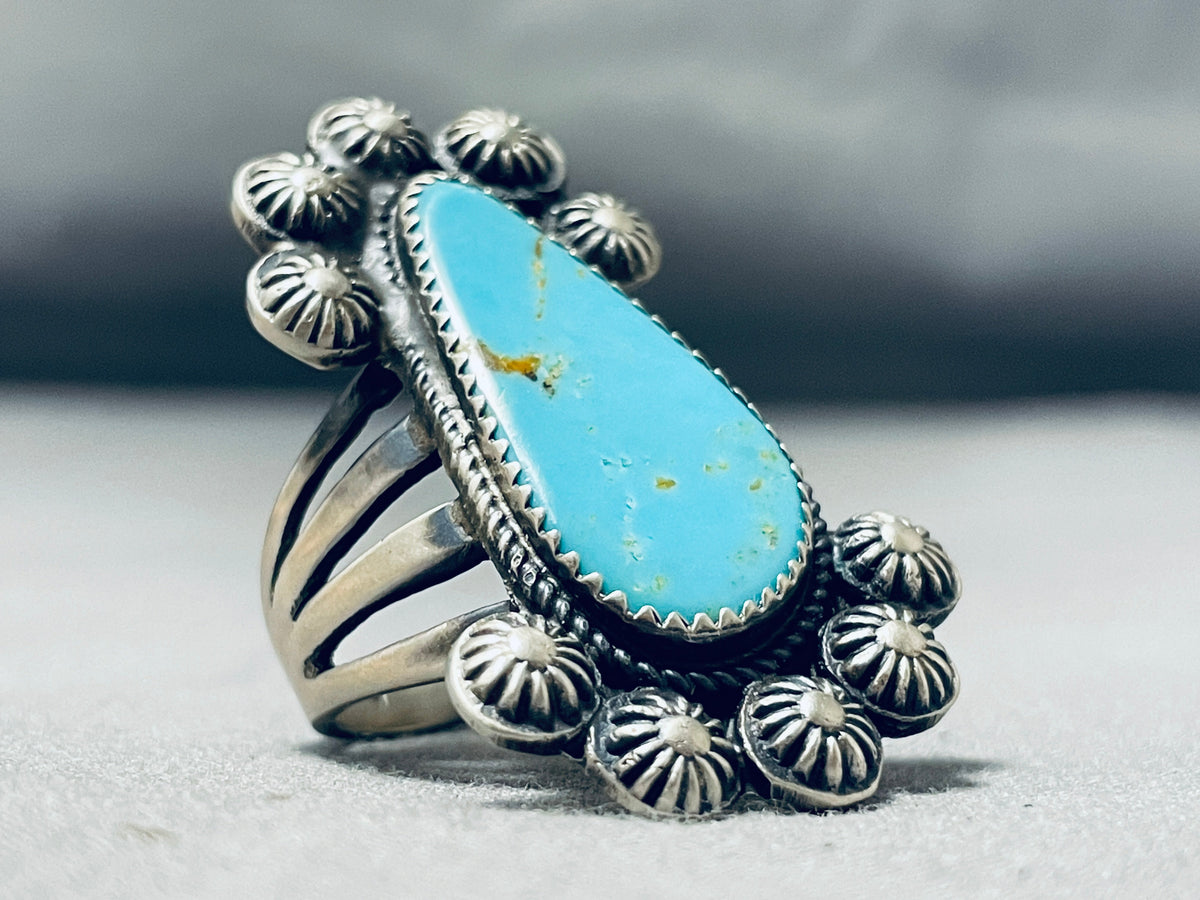 Marvelous Native American Navajo Kingman Turquoise Sterling Silver Rin ...