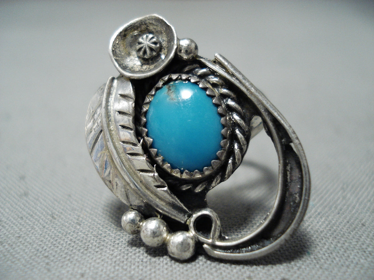 Whimsical Vintage Navajo Native American Bisbee Turquoise Sterling