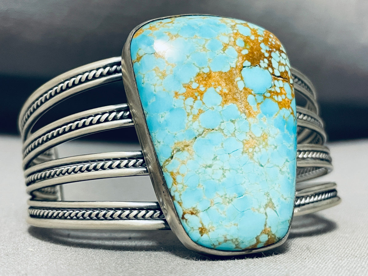 Mongo Vintage Native American Navajo #8 Turquoise Sterling Silver Brac ...