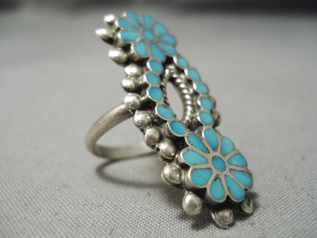 Fabulous Vintage Zuni Native American Turquoise Inlay Sterling Silver ...